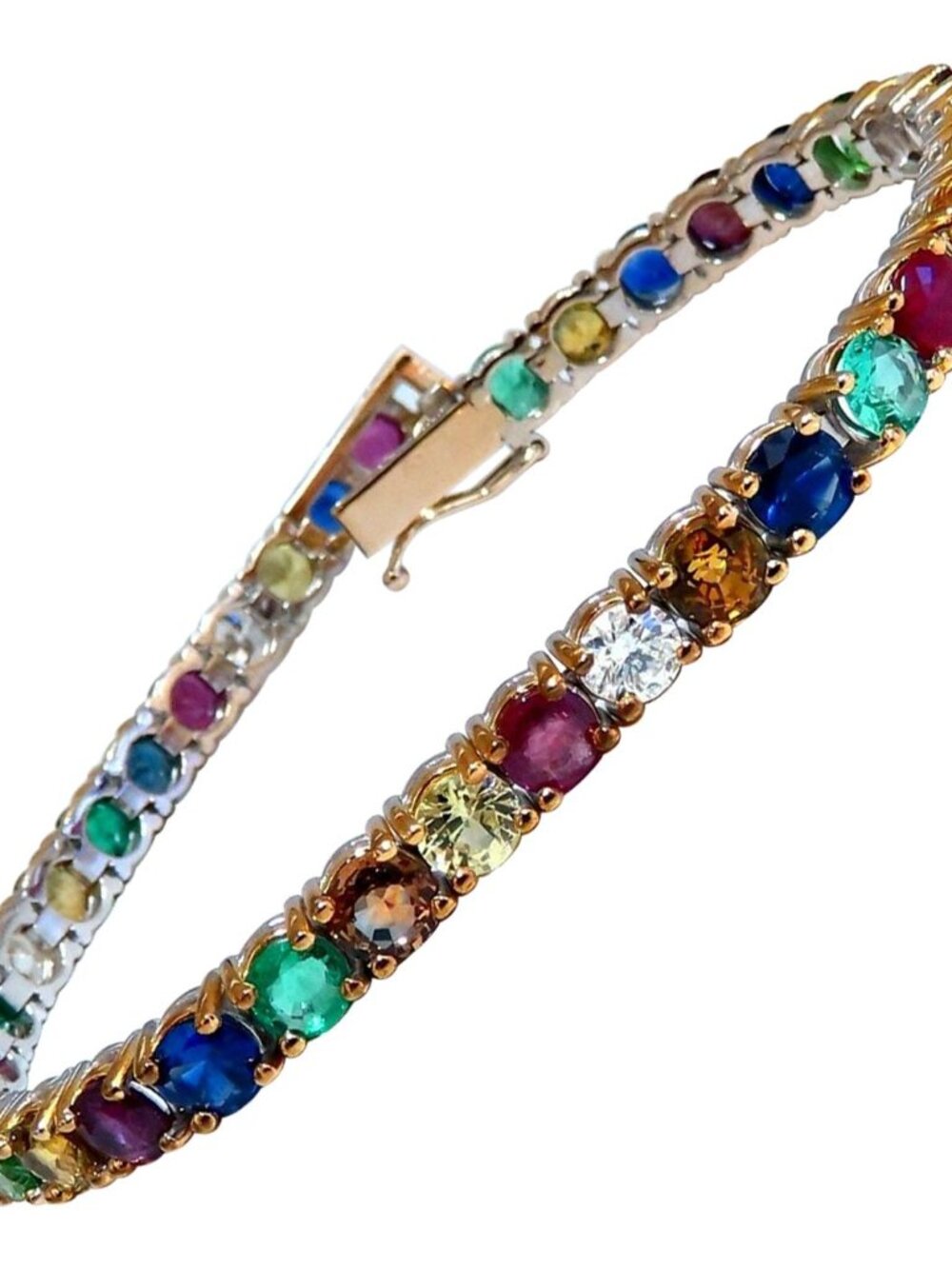 14.43Ct Natural Gem-Line Emerald Sapphire Ruby Bracelet 14Kt*